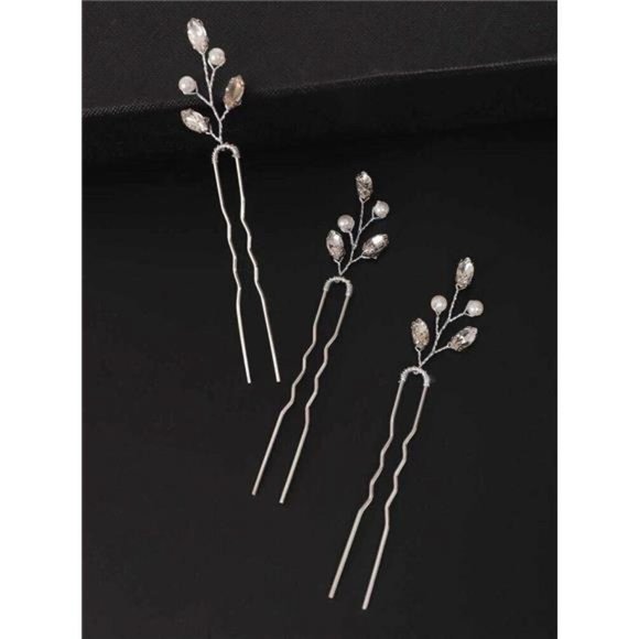 fxmimior 3 PCS Bridal Women Vintage Wedding Party Hair Pins Crystal main image 5